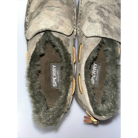 Sperry Size 7.5 M MOC-SIDER Olive Leather Moccasin Loafers New Women's Shoes - Picture 6 of 11